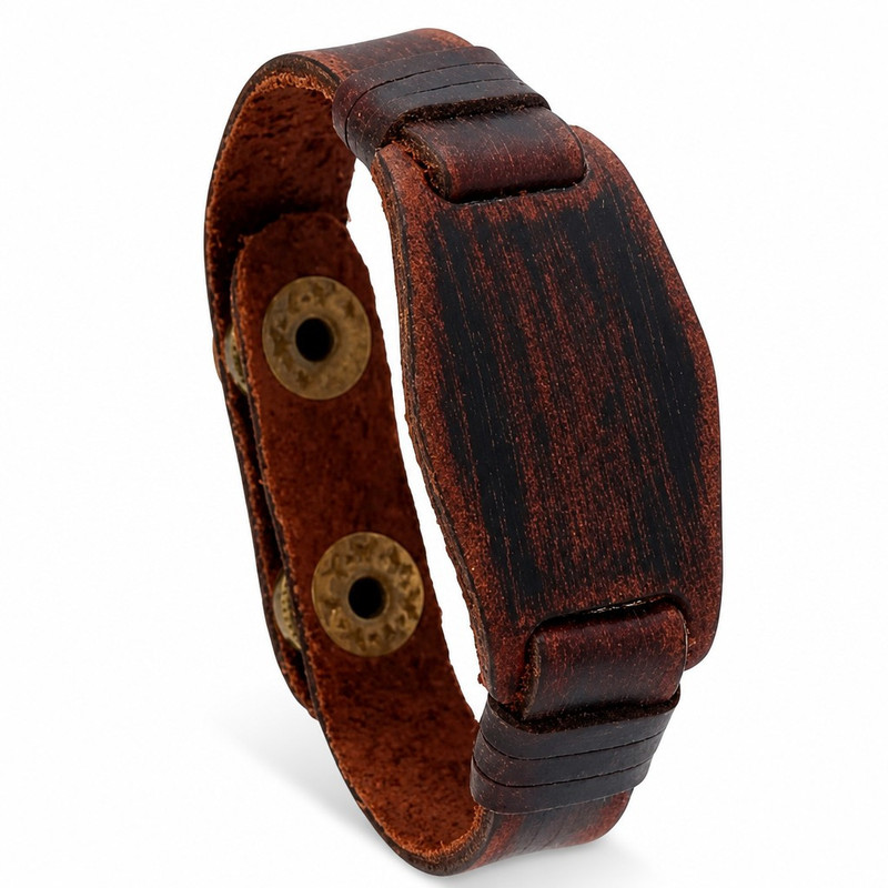 Image of Wide -style Bracelet In Of A Watch, Bronze, Leather Finish, Brown Color, For The Wrist, Fashionable Jewelry, For Daily And Evening Stylizations, Stylish Look.