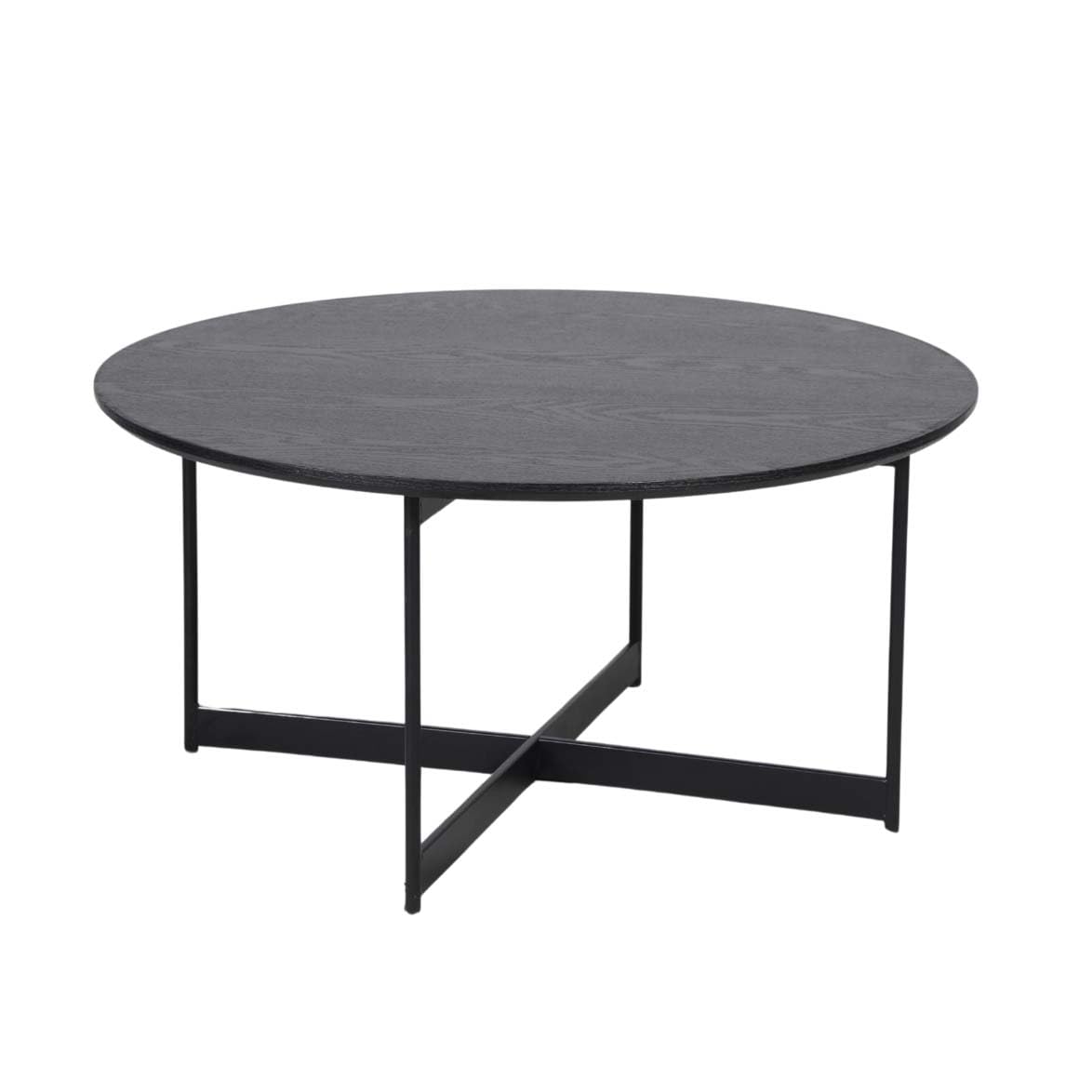 Image of Modern "pia" Coffee Table – In Wood And Black Metal (ø 80 Cm)