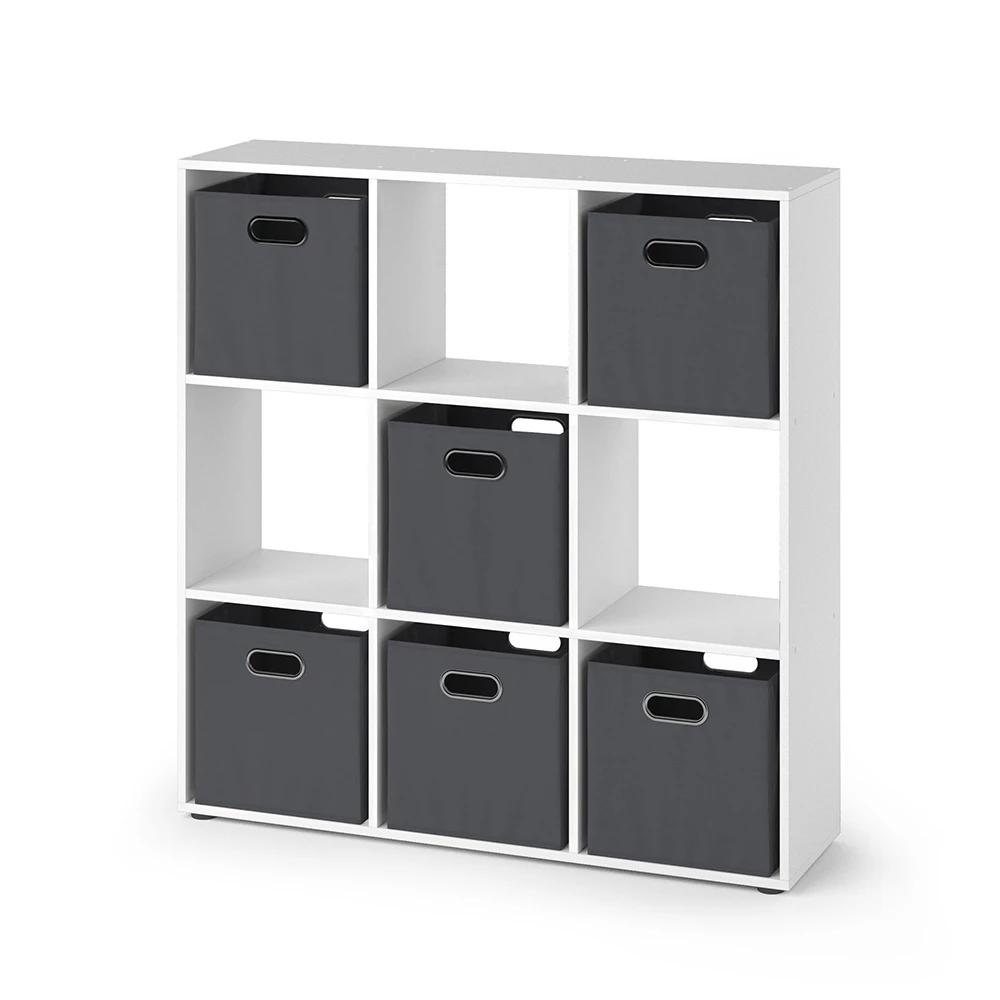 Image of Nove White 104 X 108 Cm Room Divider With 6 Foldable Boxes Open Room Divider Standing Bookshelf Cube Shelf Floor Shelf Chipboard, 16 Mm
