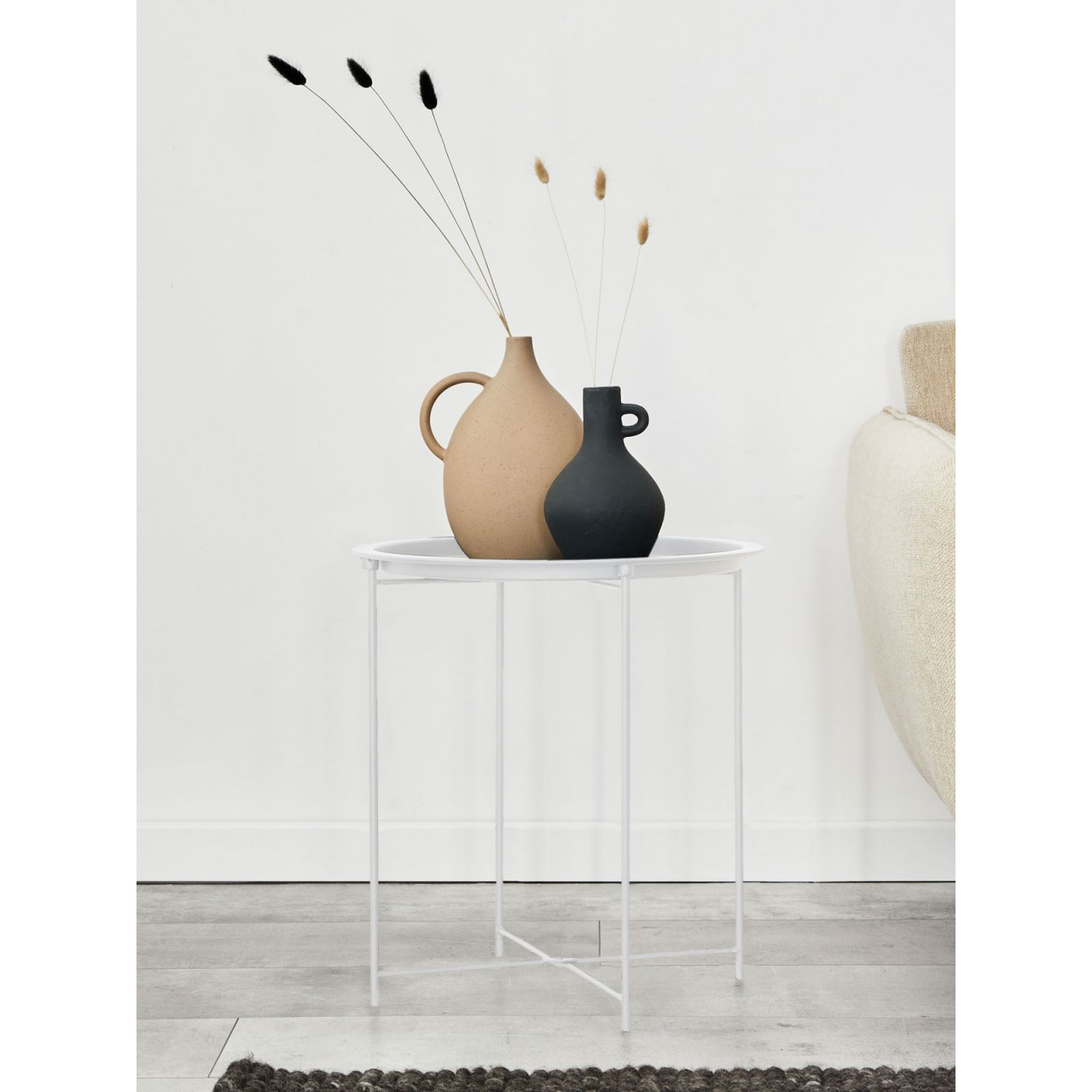 E-shop Beistelltisch Ø 47 H 51 2. Wahl Gartentisch Balkon Tisch Terassentisch rund Alberta Metall klein ver
