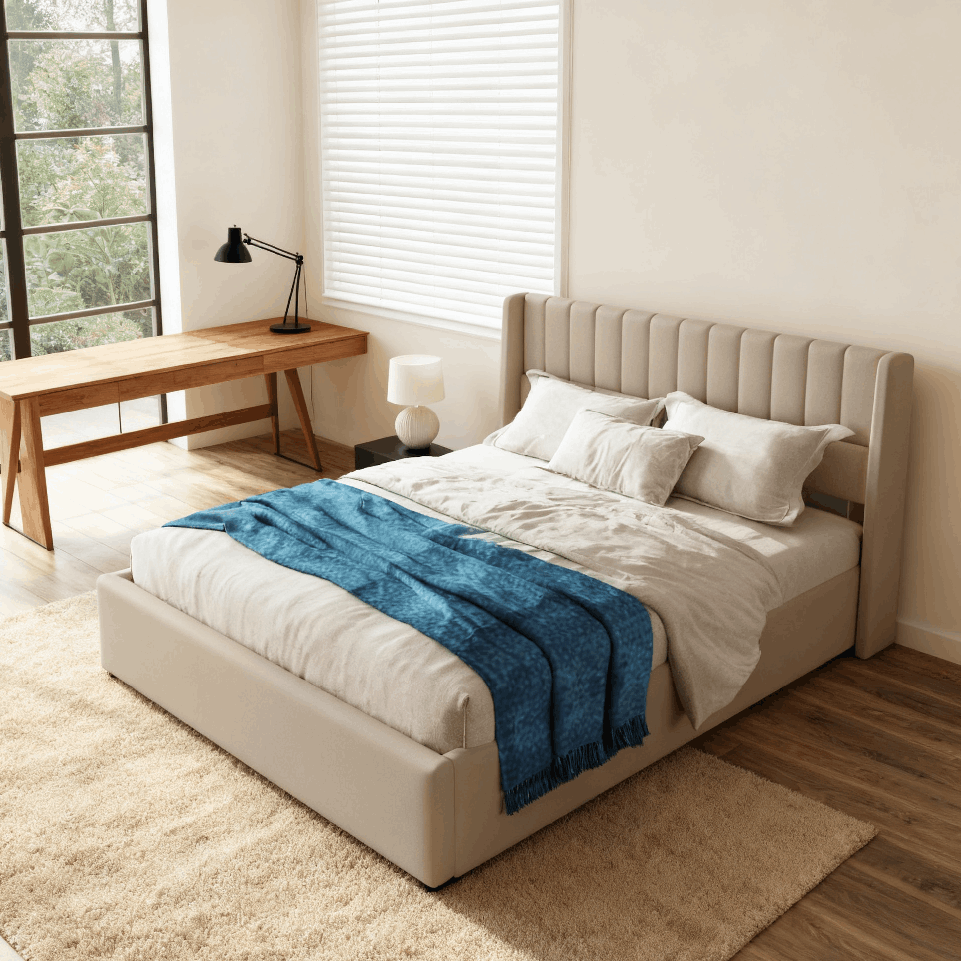 TEMU YCZ Lit double rembourré 160 x 200 cm, hydraulique, avec sommier à lattes et coffre de lit, espace de rangement avec tête de lit, cadre de lit