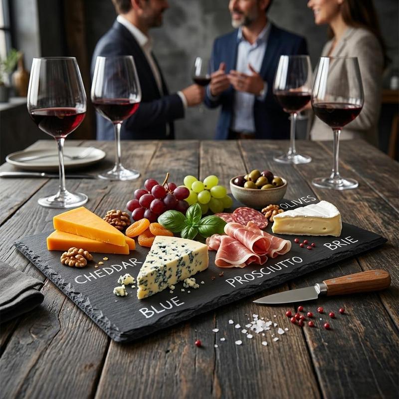 TEMU Slate Serving Platter 35 X 25 Cm Resistant With Soft Padded Feet Stylish Personal Tabletop Cheese Antipasti Board Starter Plate