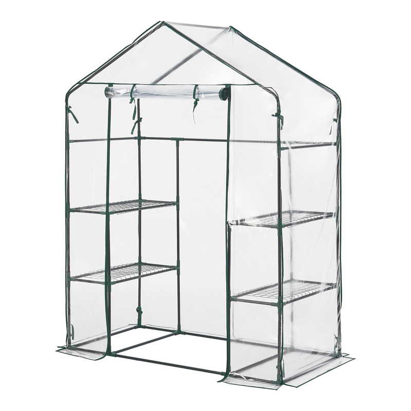 Greenhouse Hoorn With Shelves 140 X 73 X 195 Cm Foil Greenhouse With Zipper Greenhouse Transparent