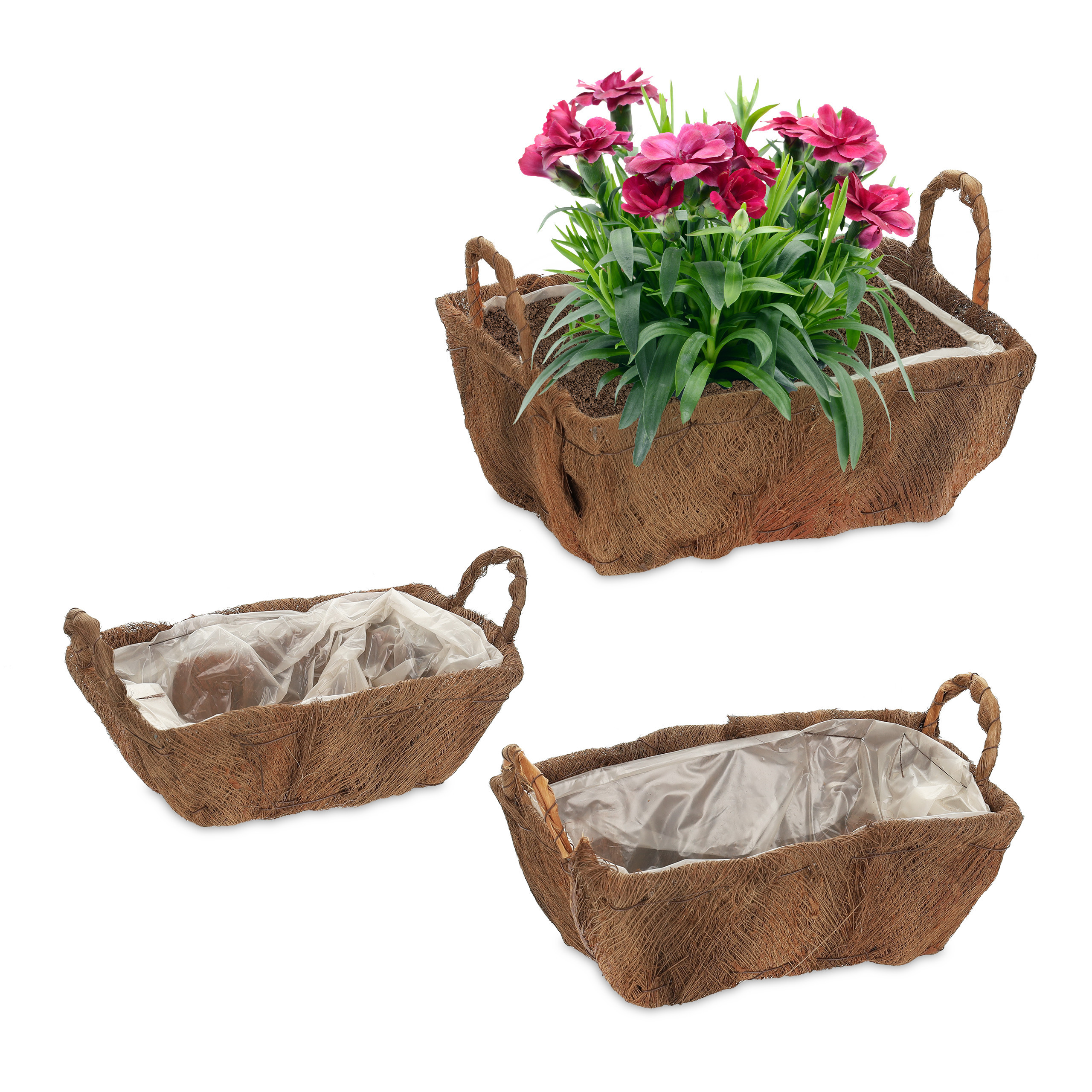 3-piece Flower Box In Natural Finish