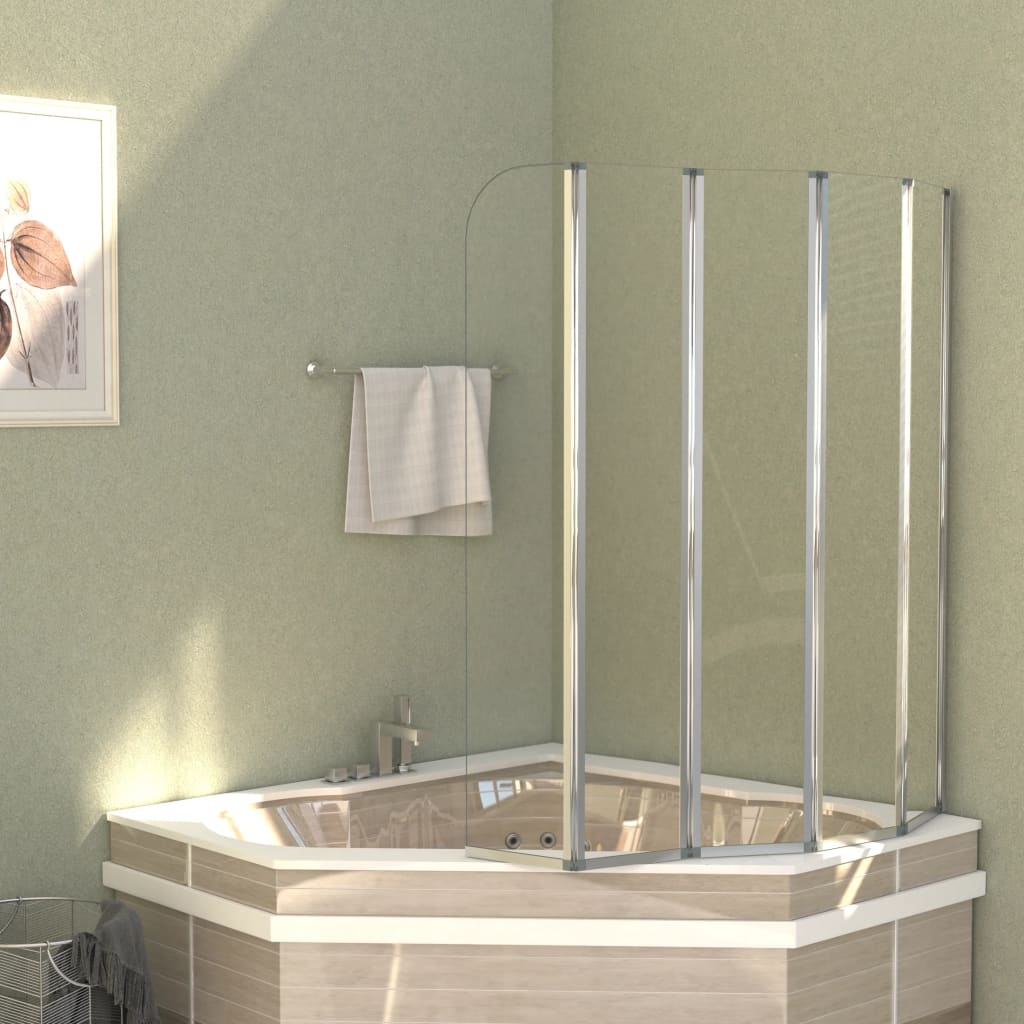 Vidaxl 1/2x Shower Enclosure Tempered Glass Folding Bathtub Screen Bathtub Add-on