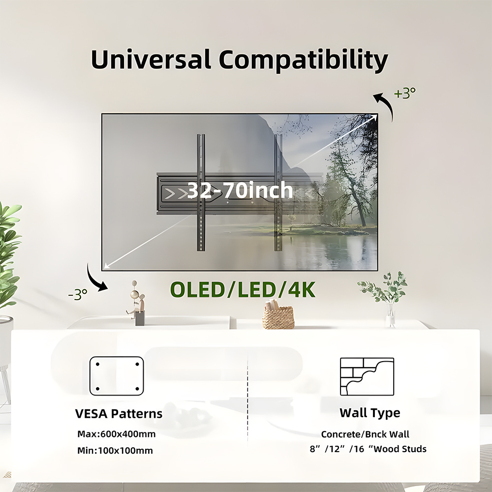 Monitor Mount for 32-70 Inch Flat and Curved Displays
