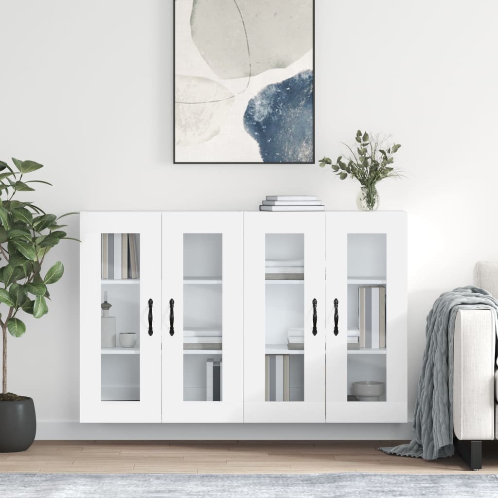 Vidaxl Wall Cabinet 2-piece Set, Hanging Cabinet With Storage, Bathroom Cabinet With Doors, Wall-mounted Kitchen Storage Cabinet, White Wood Composite