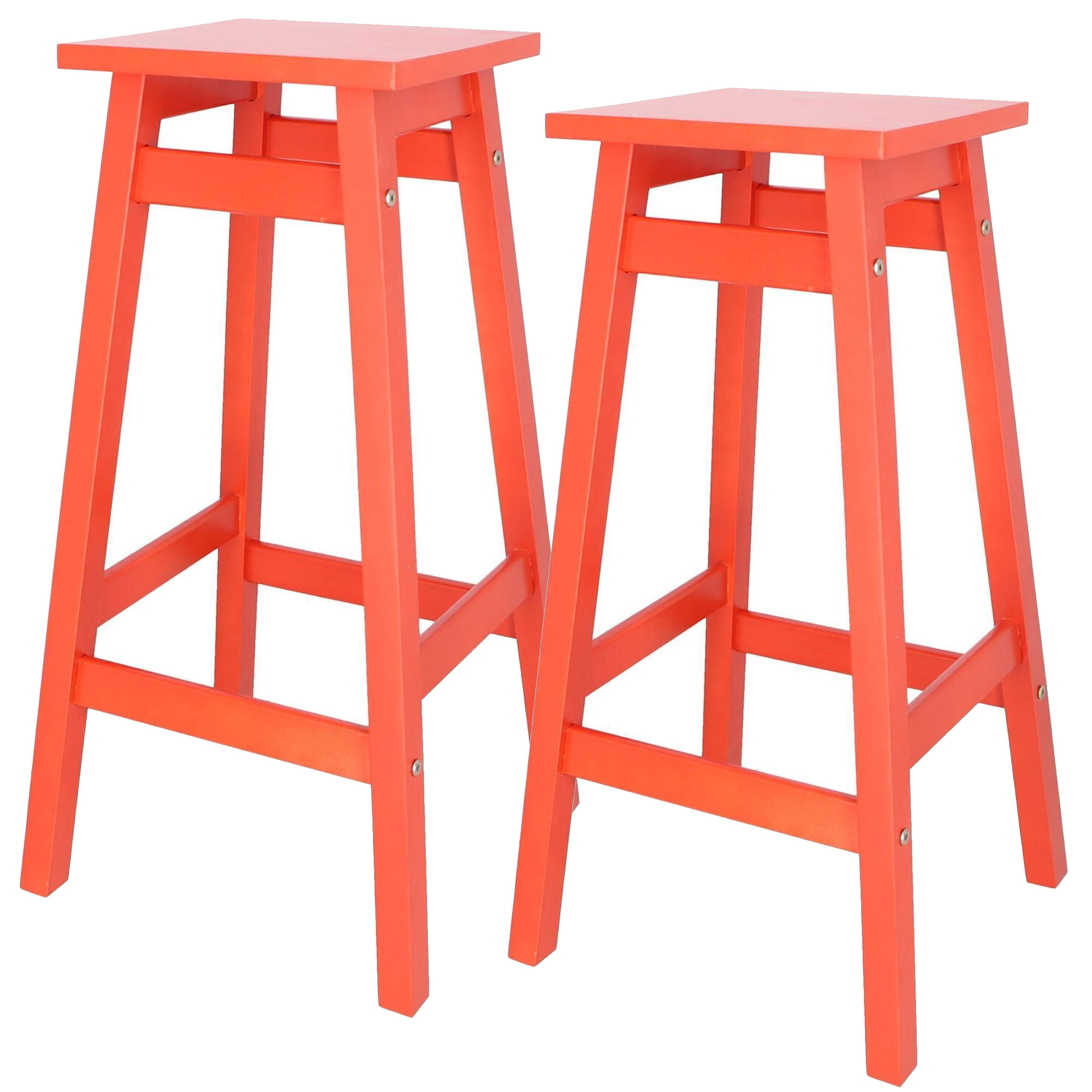 Well Home '' Set Of 2 Pine Wood Stools, 37x37x70 Cm