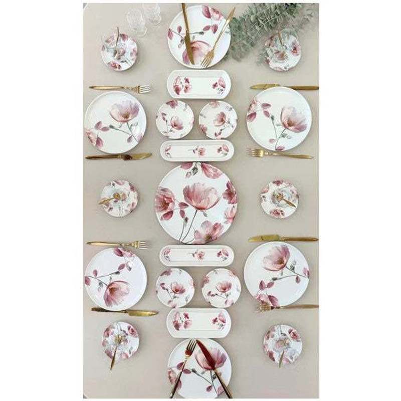 Image of Yiğit Ceramic Rose 6-person 21pcs Breakfast Set