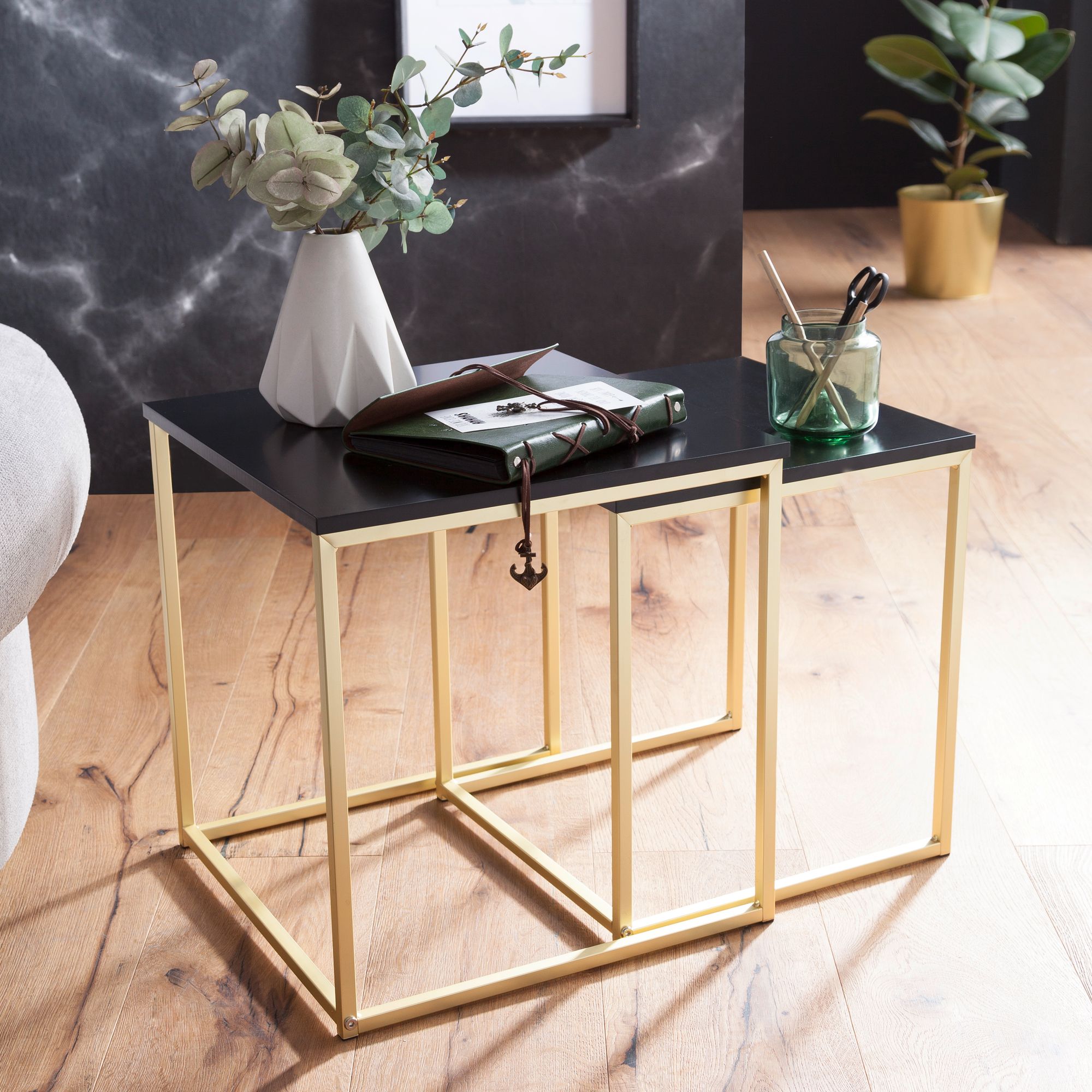 Image of Coffee Table Side Table/ Metal, Sofa Table Set Of 2 Tables, Small Living Room Table, Metal Table With Wooden Top, Modern Side Table