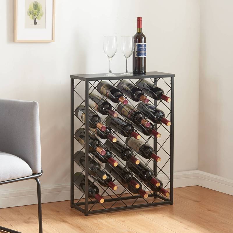 Wine Rack 'taivassalo For 25 Bottles, Steel, 71.5 X 53 X 20 Cm, Black
