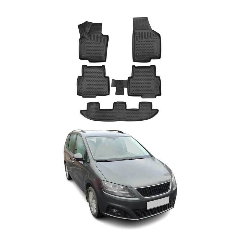 Rubber Floor Mats For Seat Alhambra 2010-2015 Tpe Car Mats Black 5x