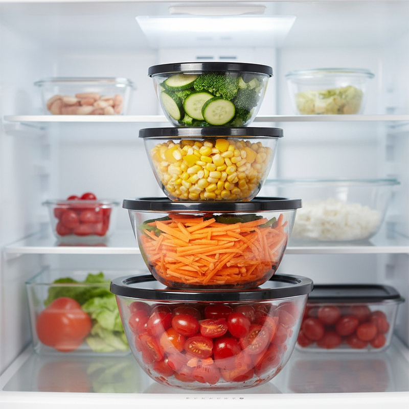 TEMU Ensemble de 4 en verre avec couvercles de 750 ml, 1 L, 1,5 L et 2 L, récipients transparents pour , et préparer les repas, verre durable,