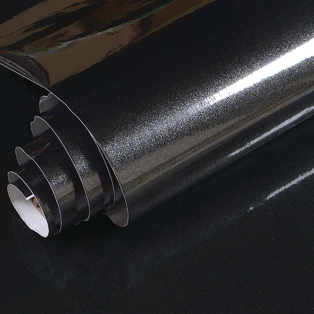 TEMU 10mx61cm Black Vinyl Wrap Black Sticky Back Plastic Roll, Self Adhesive Wallpaper For Furniture Kitchen Cupboard Worktops Vinyl Covering Contact