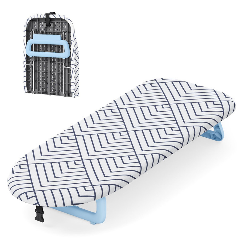 Image of Kingrack Foldable Mini Ironing Board, White-blue, For Tabletop Use