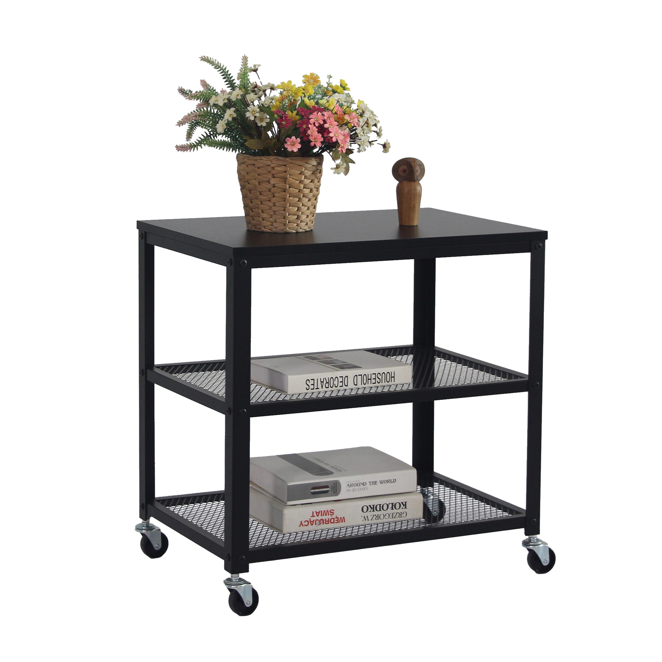 Black Rolling Cart - (w)60 X (h)61 X (d)40 Cm