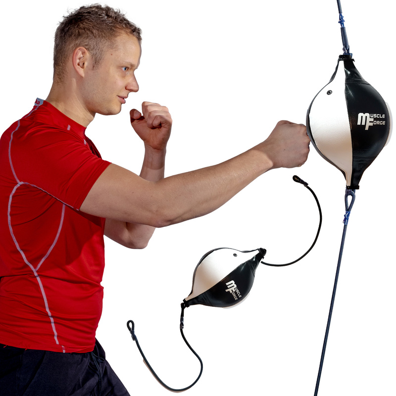 Hanging Reflex Punching Ball, - Boxing Training, Reflex And Speed Strength Training, Elastic Cord, Boxing Training, Kickboxing, Mma, , 20 Cm Diameter, Height Adjustable 60–110 Cm, Unisex, White-black