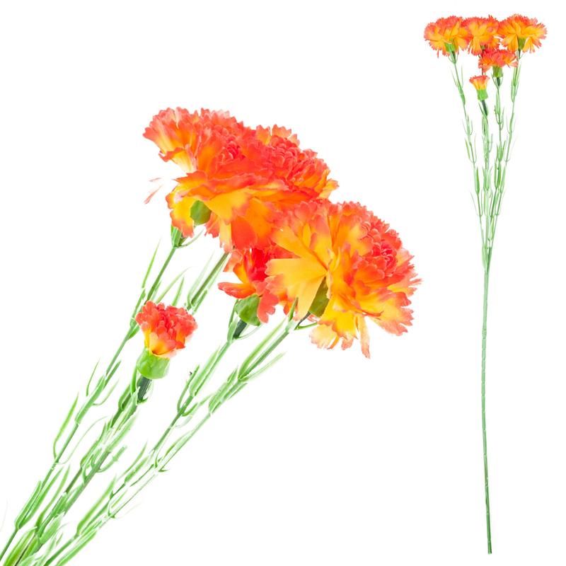 Sprig, Carnation Bouquet, Artificial Flowers, Realistic, Orange, 60cm