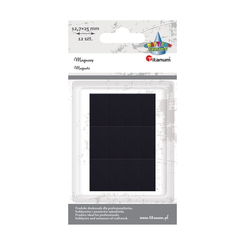 Self-adhesive Rectangular Magnets, 12.7 X 25 Mm, 12 Pieces, Titanium