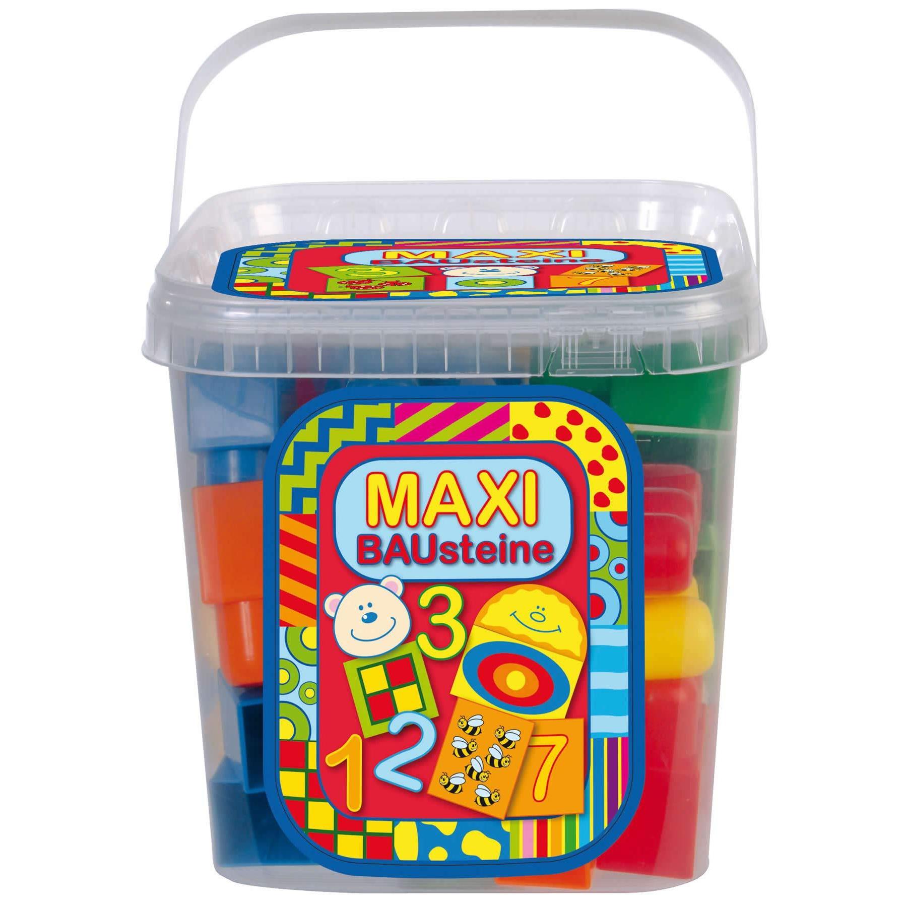 Dohany Maxi Building Blocks With Numbers And , Interlocking Blocks In A Bucket, 34-piece Set, 18m+