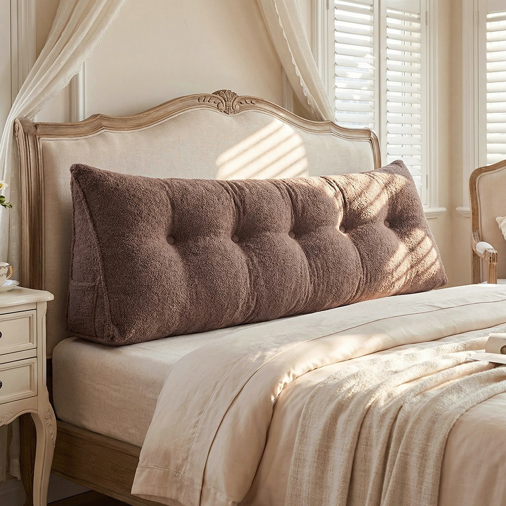 Oversized Teddy Velvet Bed Wedge Pillow for Back Support