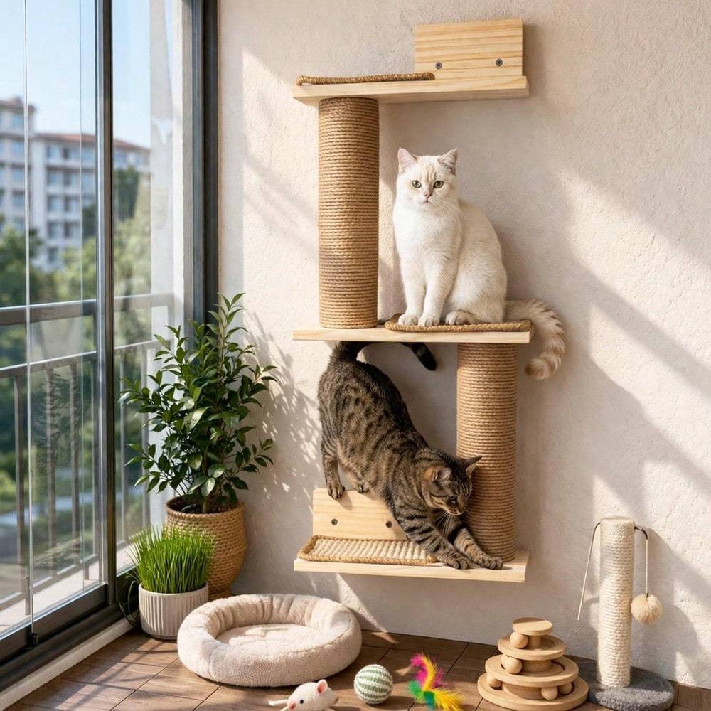 Image of Space-saving Pet Furniture For The Wall, Areas For Cats To And Relax In The Interior.