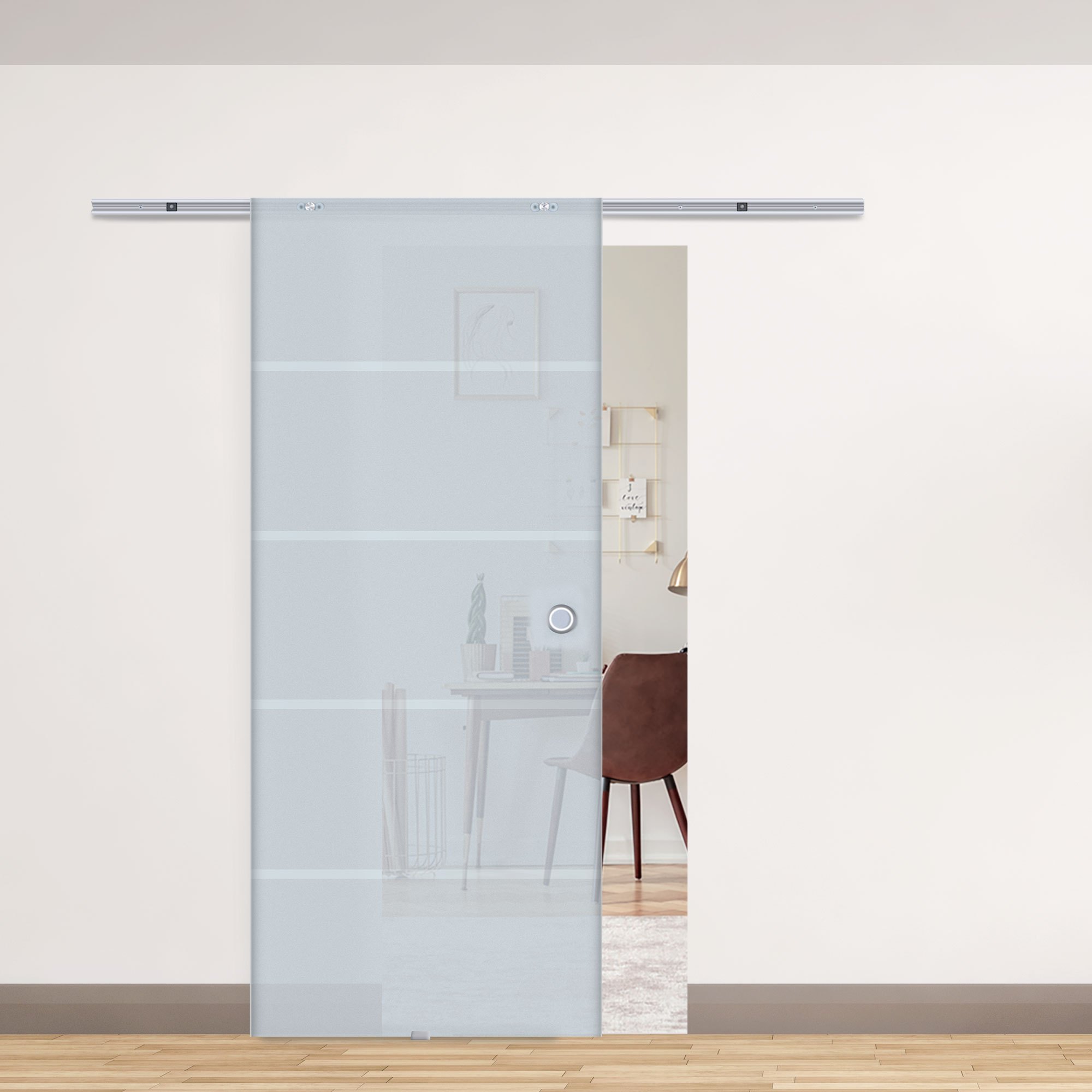 Image of Glass Sliding Door Sliding Door Glass Door Room Door Partially Frosted