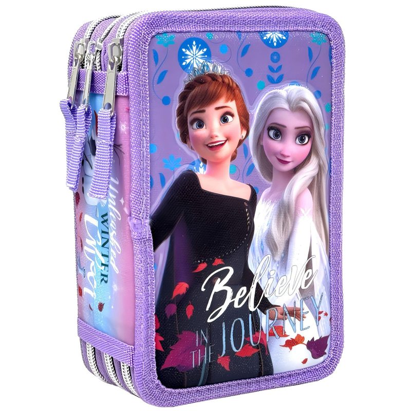 Image of Triple Pencil Case Pouch For School And Kindergarten, Design For Kids And Teens