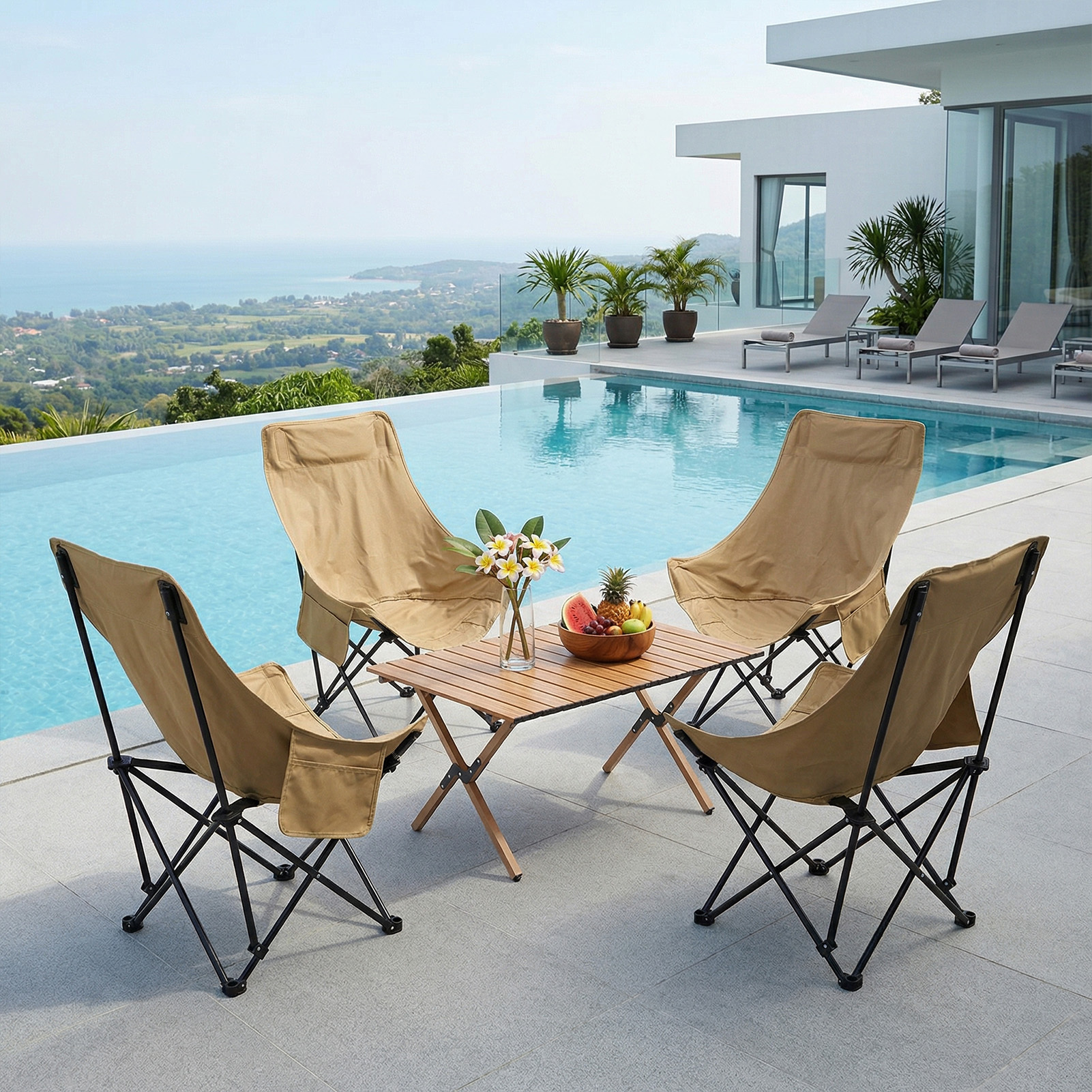 5pcs Outdoor Portable Table and Chairs Set