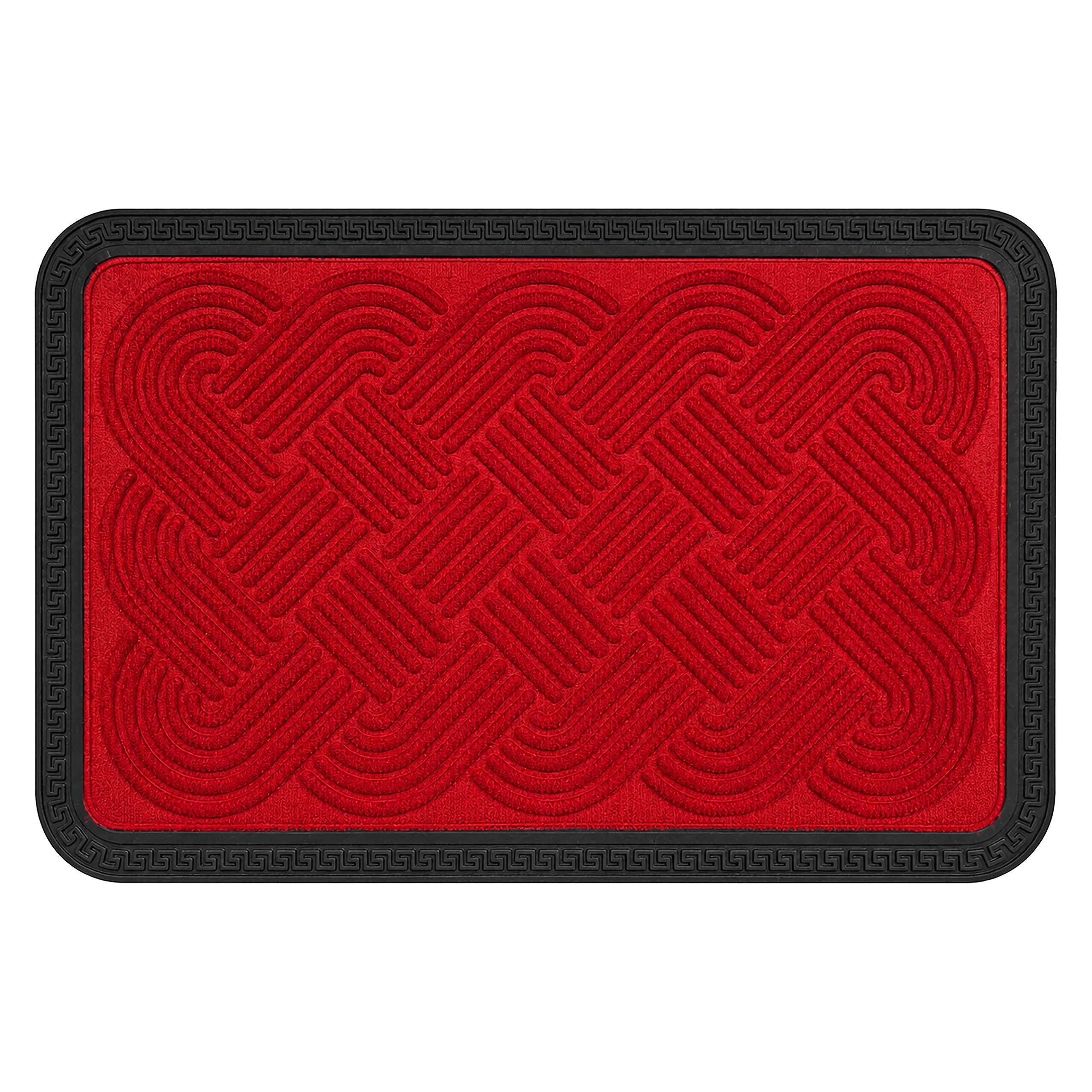 Image of Knotted Red Doormat, 60 X 40 Cm, Polypropylene And Rubber, Weatherproof, Non-slip Honeycomb Profile Backing, For Hallway, Entrance, And Covered Terrace, Dirt Trap Mat, Entrance Mat, , Relaxdays