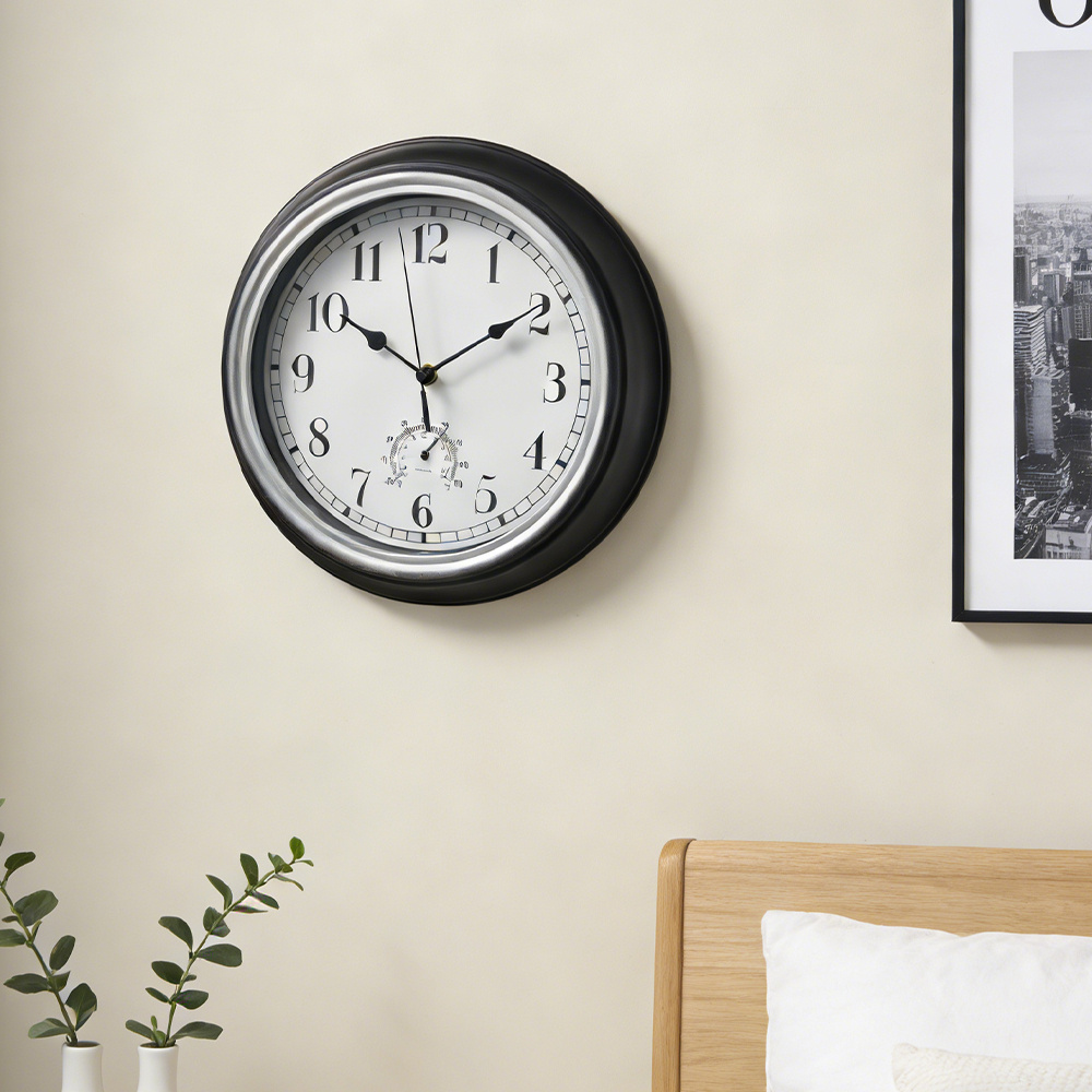 TEMU 1pc European Vintage Round Wall Clock With Arabic , 30cm Decorative Hanging Clock Outdoor Garden Clock, Easy To Read, Slient Quartz Non Ticking