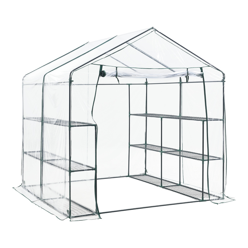Greenau Greenhouse With Shelves 200 X 200 X 220 Cm Film Greenhouse Greenhouse Transparent