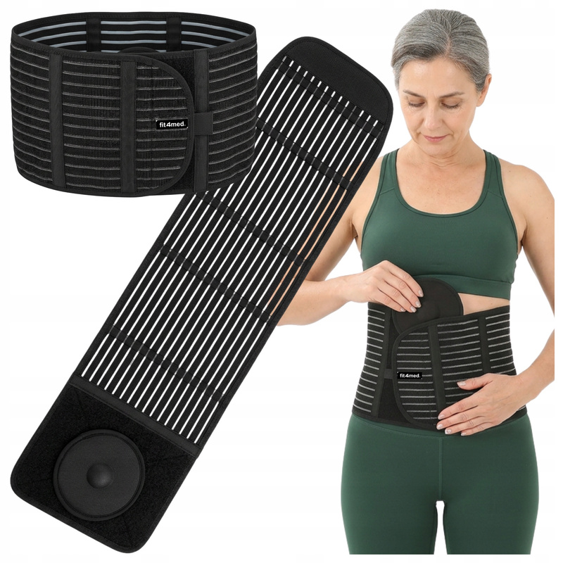 Image of Wide Adjustable Belly Band Med4f-1566 M, 85-105 Cm, Height , 5 Elastic Fins, Detachable Round Insert, Wide Fastening, Soft Internal Finish, Black.