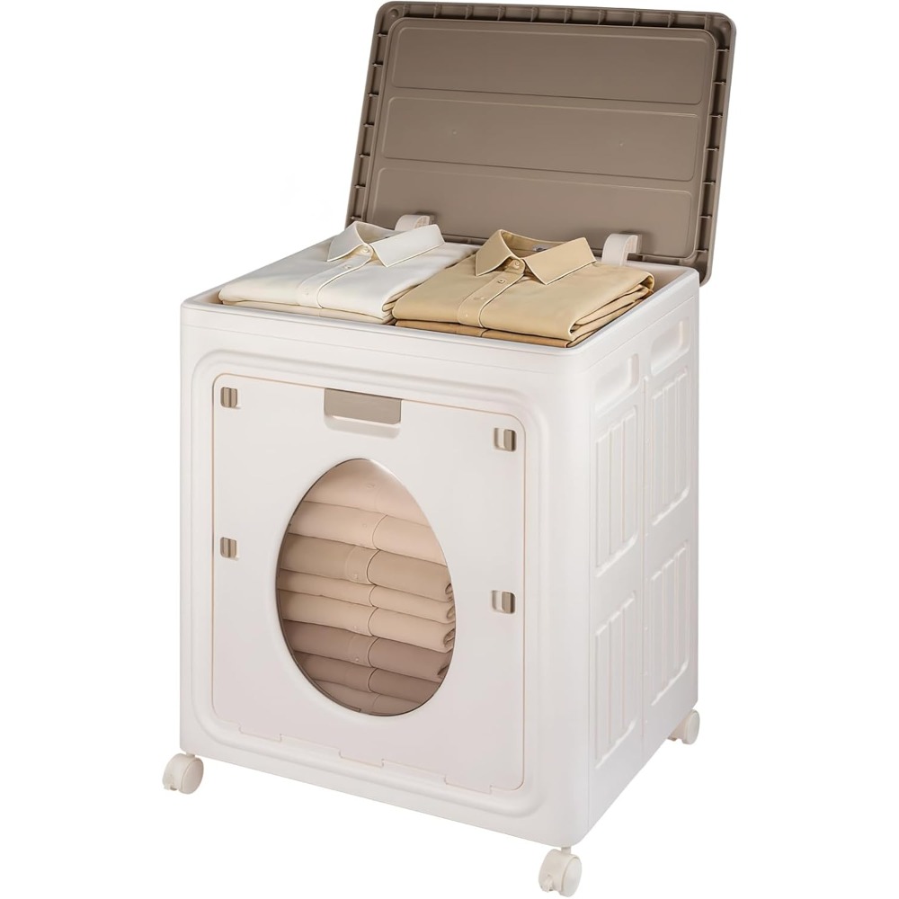 Large Capacity Laundry Hamper with Lid and Wheels, Collapsible Organizer