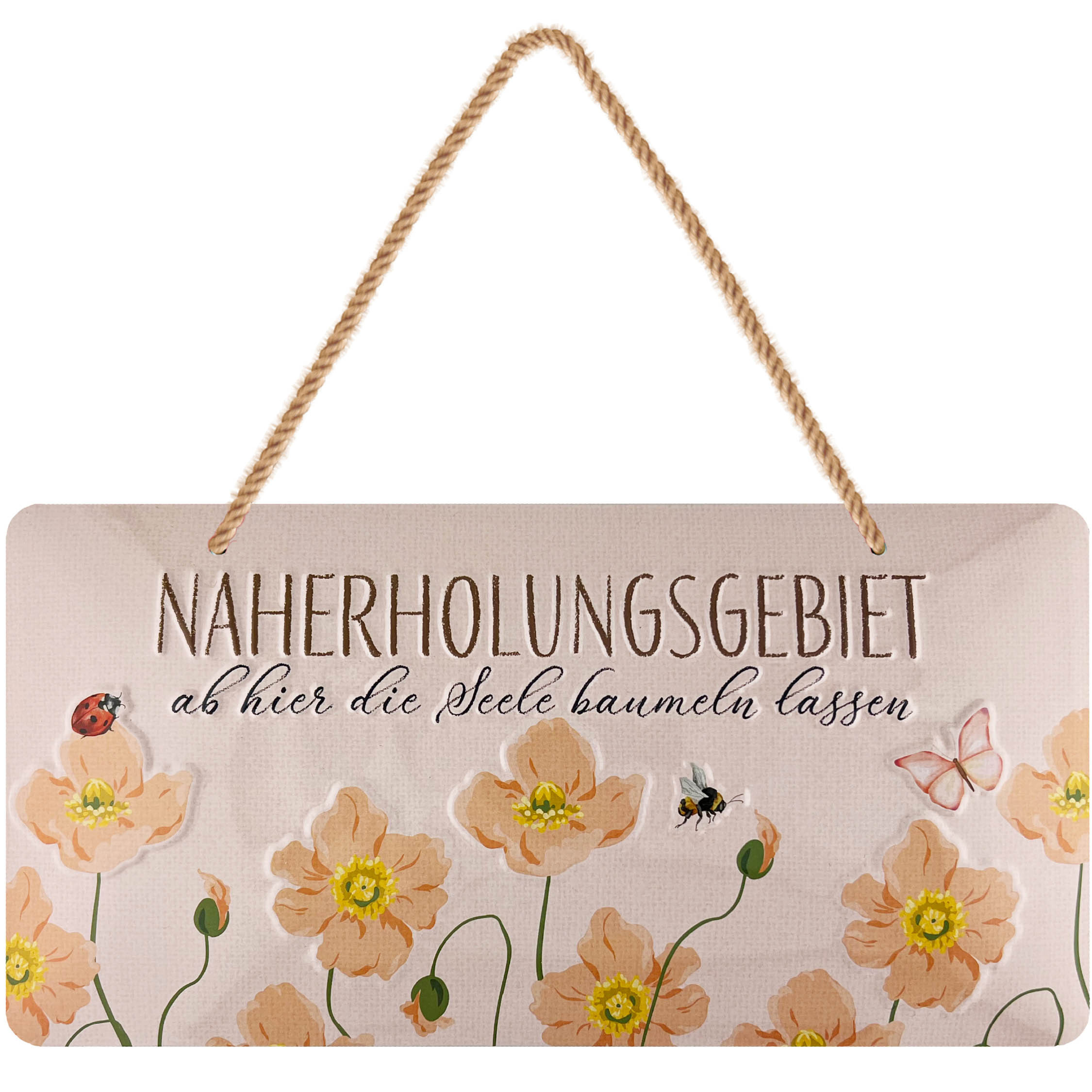 Image of Retro Metal Tin Sign, Local Area Garden Sign With Flowers, Funny Weatherproof Outdoor Garden Decor, Sign With Jute Cord For Hanging, 16x32 Cm