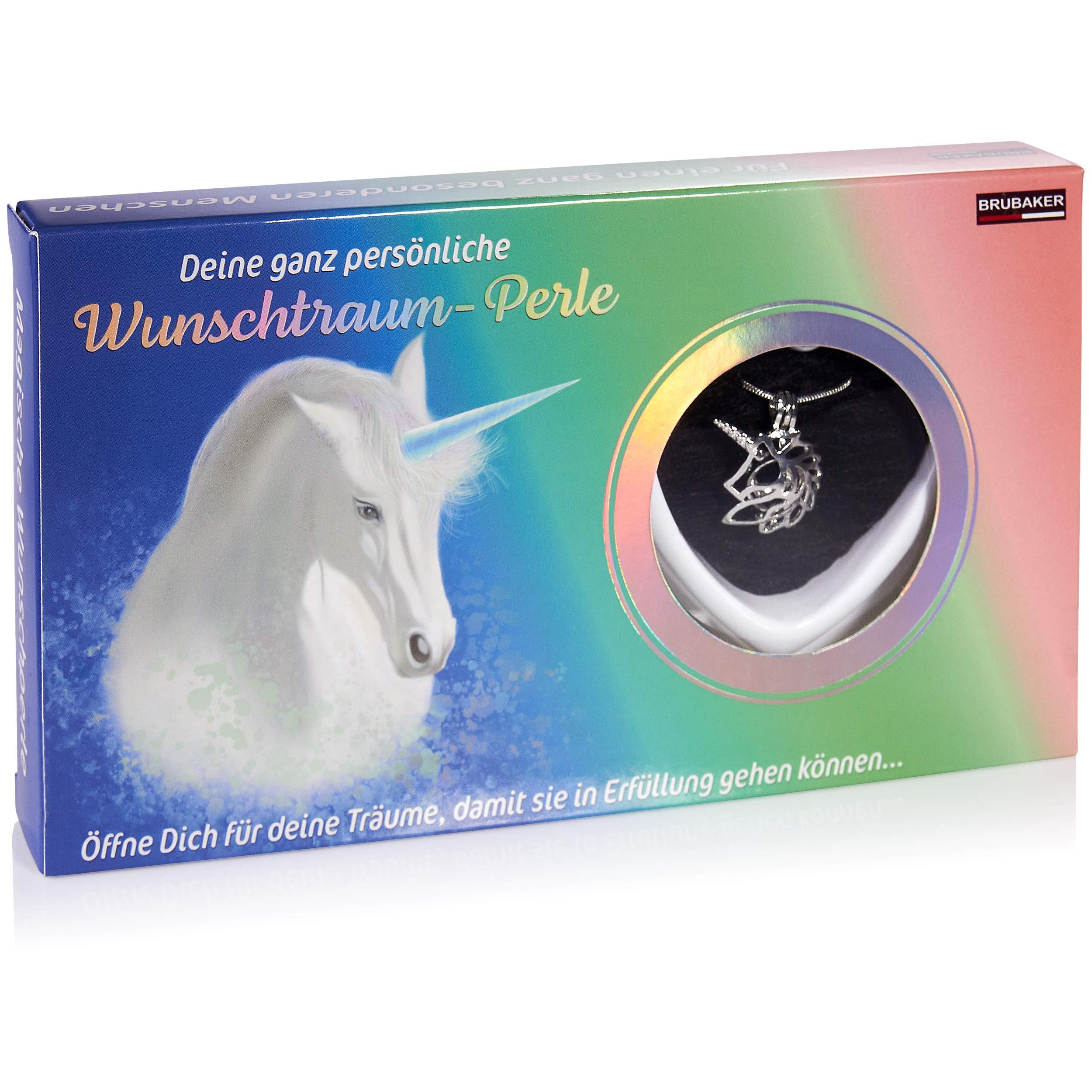 Brubaker Necklace - Unicorn Pendant + Shell With Genuine Pearl Jewelry Gift Set