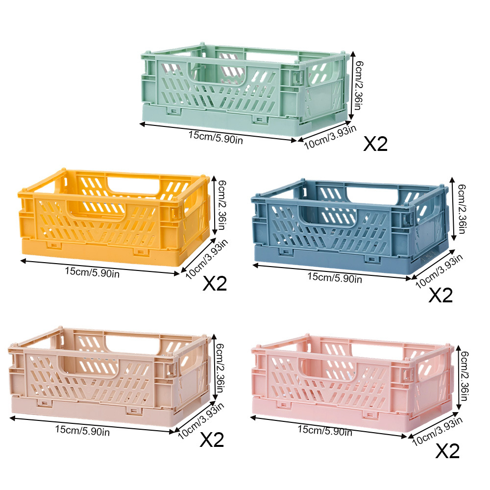 10pcs Multicolor Durable Foldable Plastic Organizer Baskets