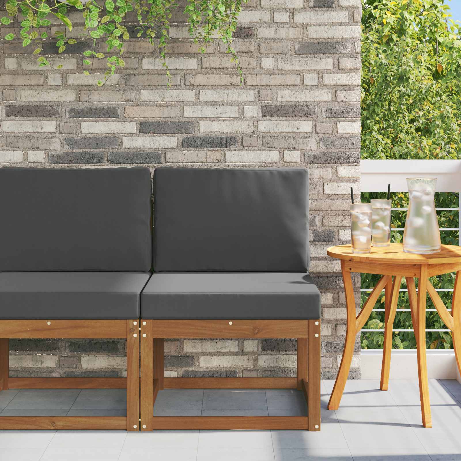Outdoor Middle Sofa Solid Acacia Wood Natural, Modern, Weather-resistant Garden Furniture, Versatile Relaxation, Acacia Wood, Cozy Outdoor Living