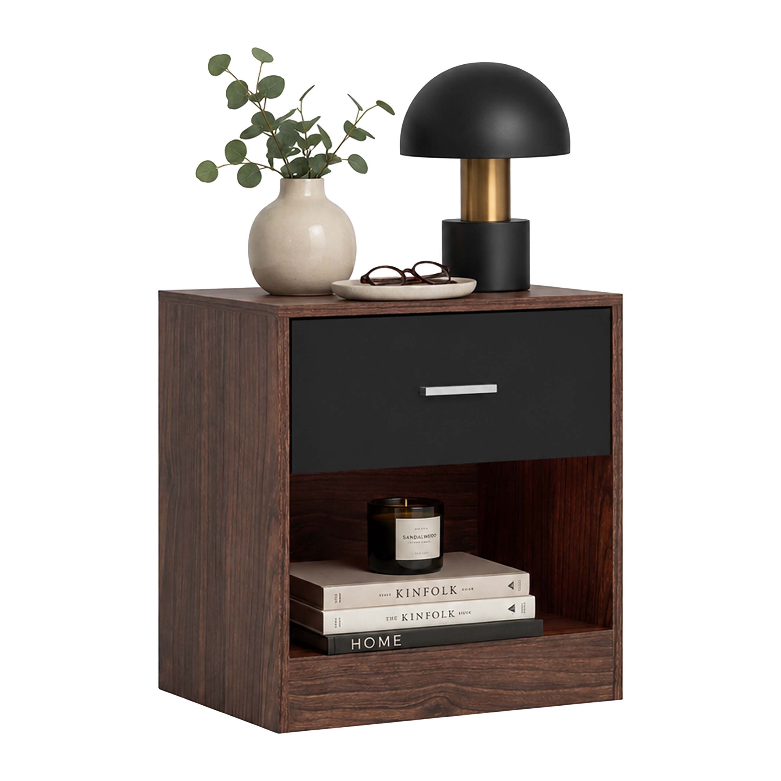 1 X Nightstand In Brown/black - (w)39 X (h)41 X (d)28 Cm