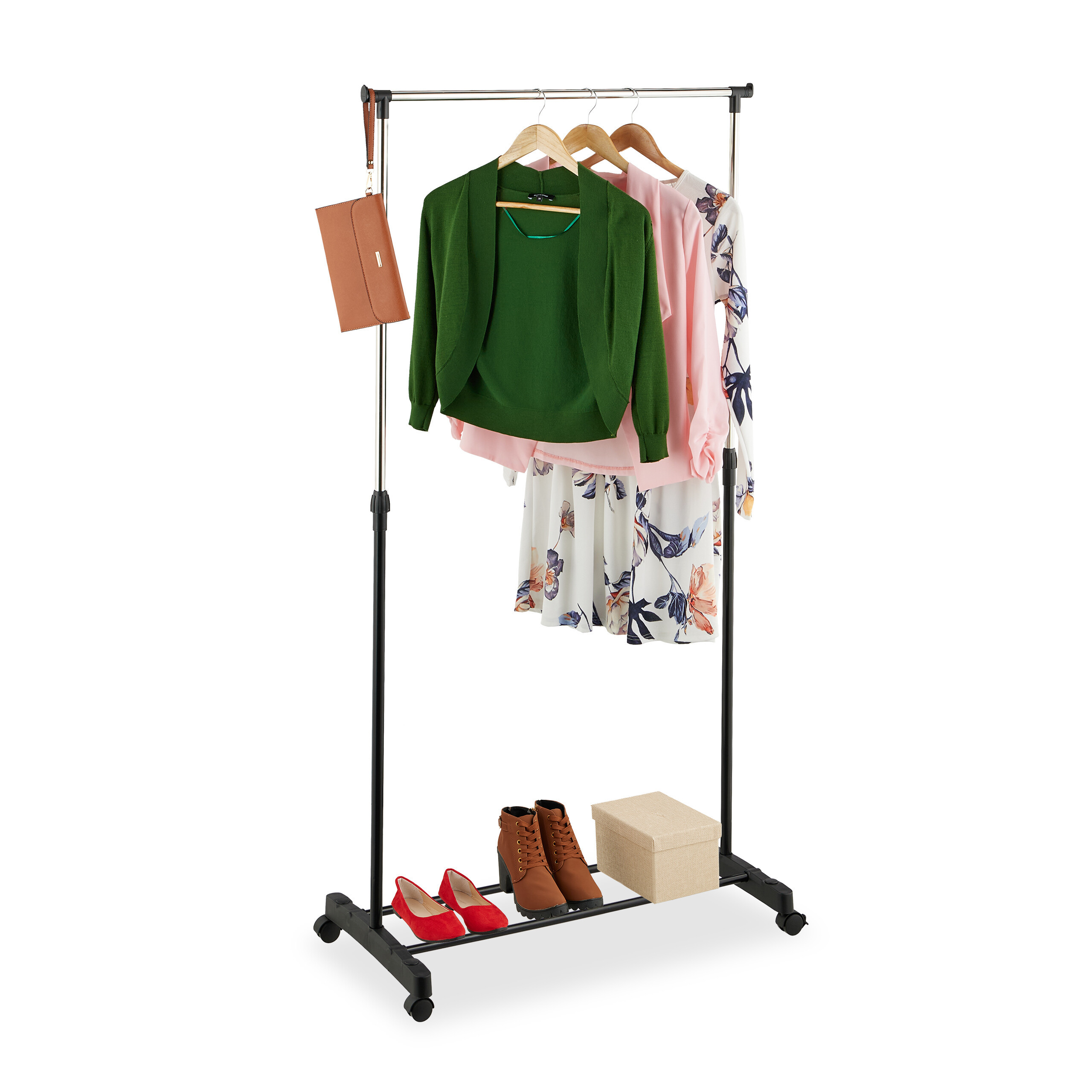 Clothing Rack In Black/silver - (w)76 X (h)91-156 X (d)40.5 Cm