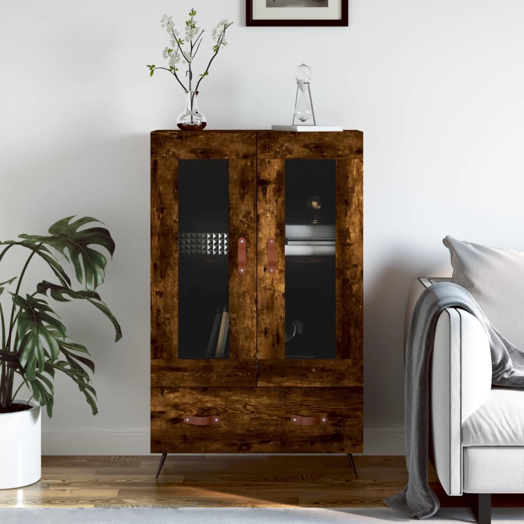 Image of Vidaxl , Sideboard With Of Storage Space, Cabinet With Glass Door Metal Legs, Dresser Cabinet For Living Room, Modern, Smoked Oak Wood Material