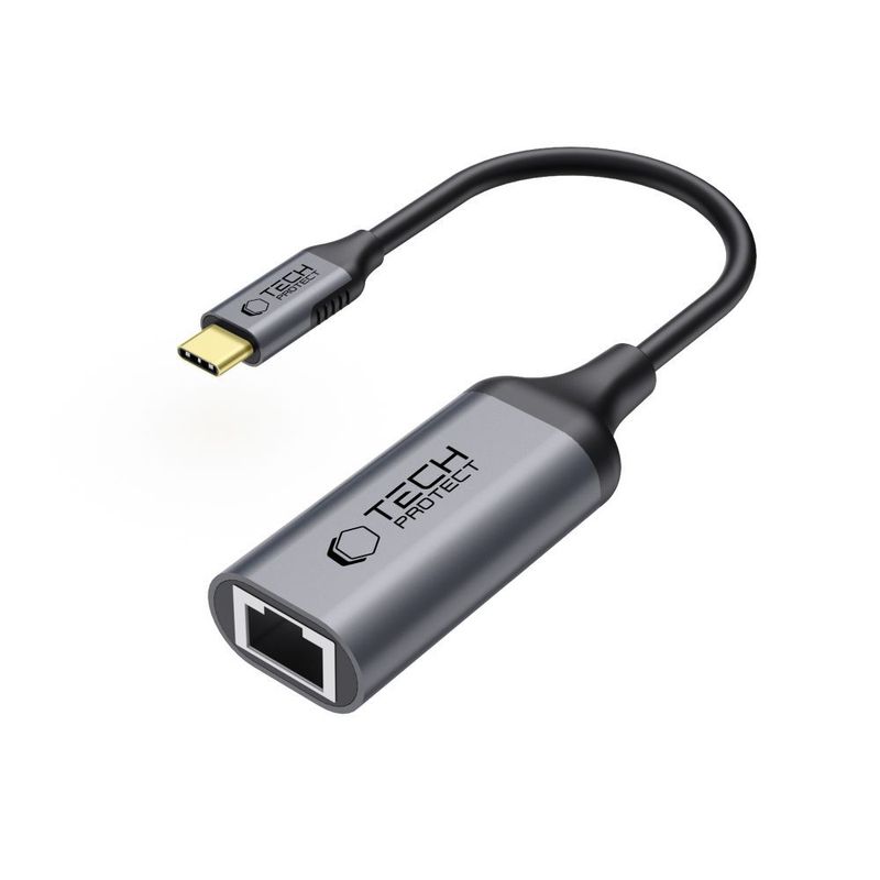 TEMU Tech-protect Ultraboot Usb-c To Ethernet Rj45 1000mbps - Fast, Compact, Black, Compatible With Laptops, Computers, Consoles