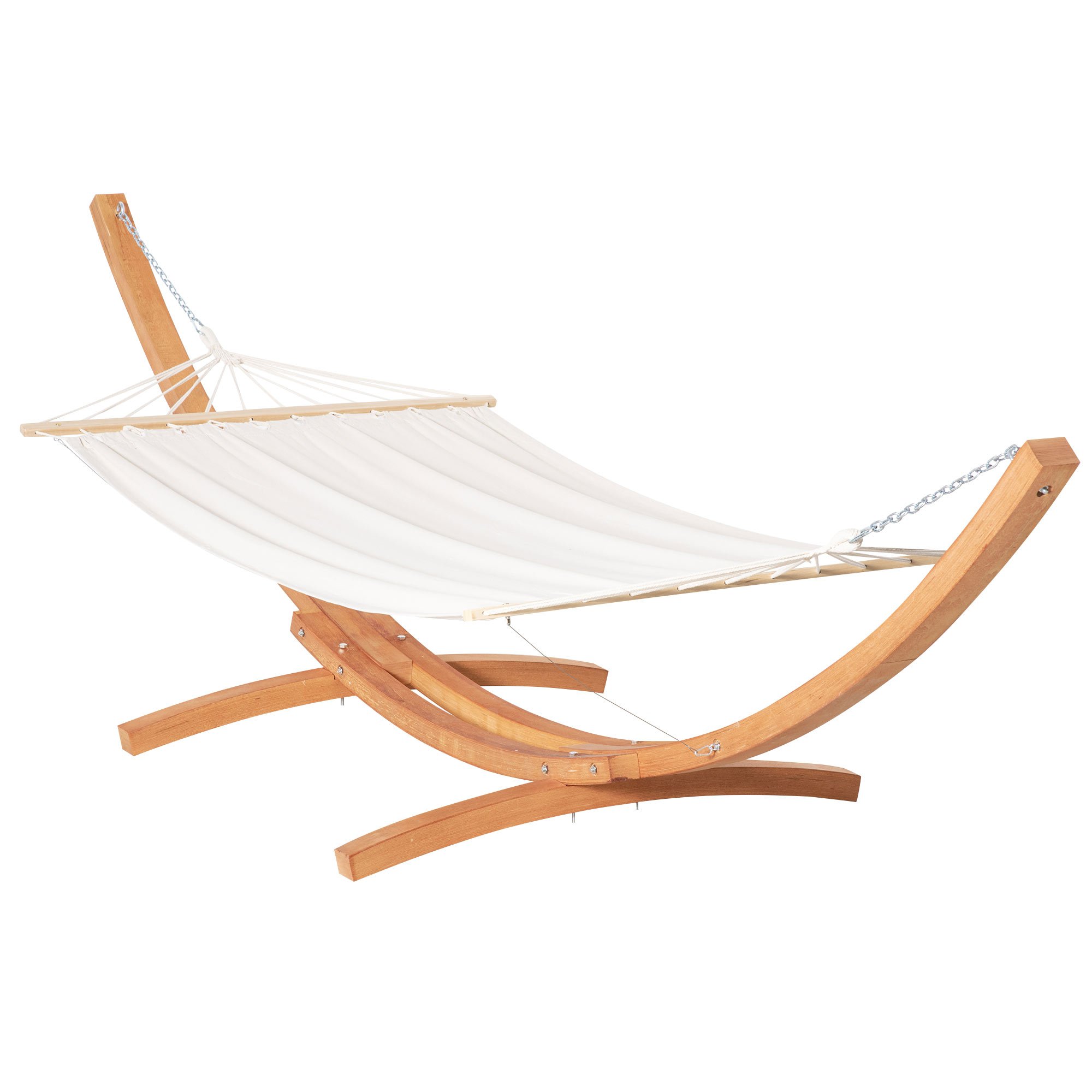 Image of Outsunny Garden Hammock With Wooden Stand, 1-person Hammock, 3.92l X 1.2w X 1.1h Ft, Cream Brown