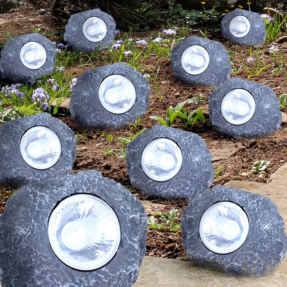 10pcs Set Led Solar Outdoor Grey Garden Decorative Light Garden Lamp Outdoor Decoration