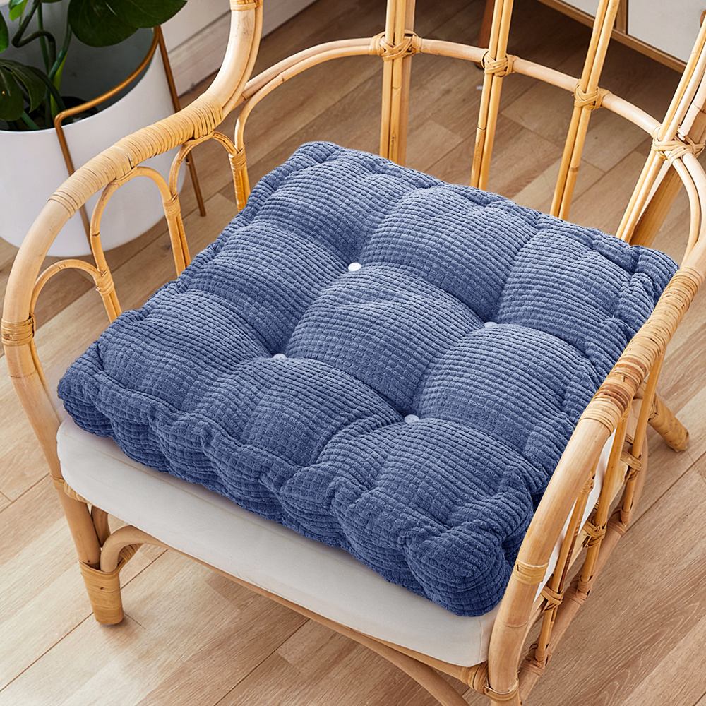 Blue Square Thick Non-Slip Cushion, 40cm, Casual Use