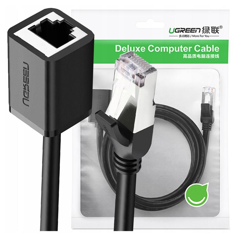 Image of Ugreen Rj45 Network Cable, Cat 6 Ftp, 1m, Ethernet Extender, Metal Plug, Black - , High Quality