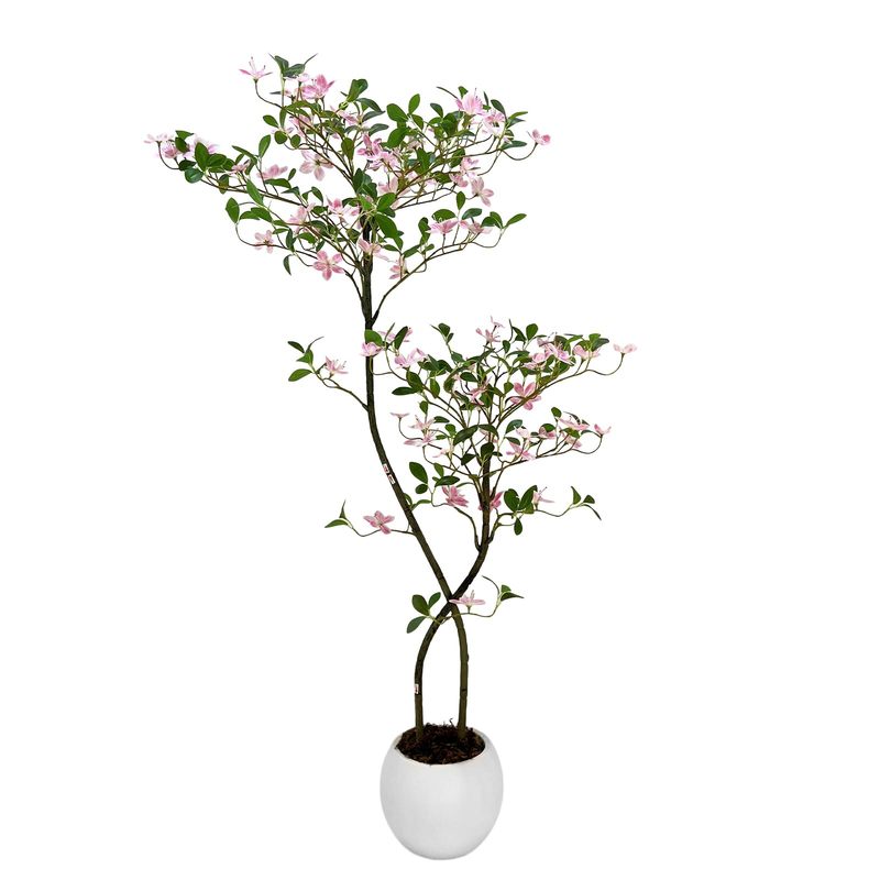 Image of Garvee 152cm Artificial Jasmine Plant, Tall Faux Jasmine Tree, Realistic Fake Tree With Flowers For Indoor Outdoor Garden Porch Home Office