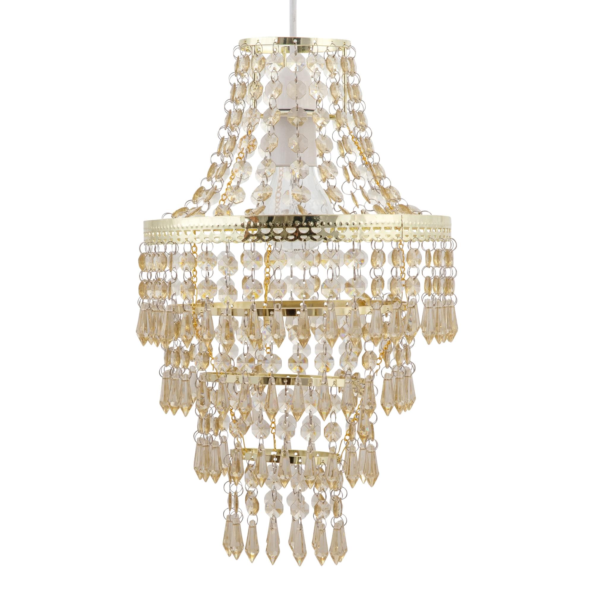 First Choice Lighting Gold Tiered Chandelier Style Light Shade in Amber