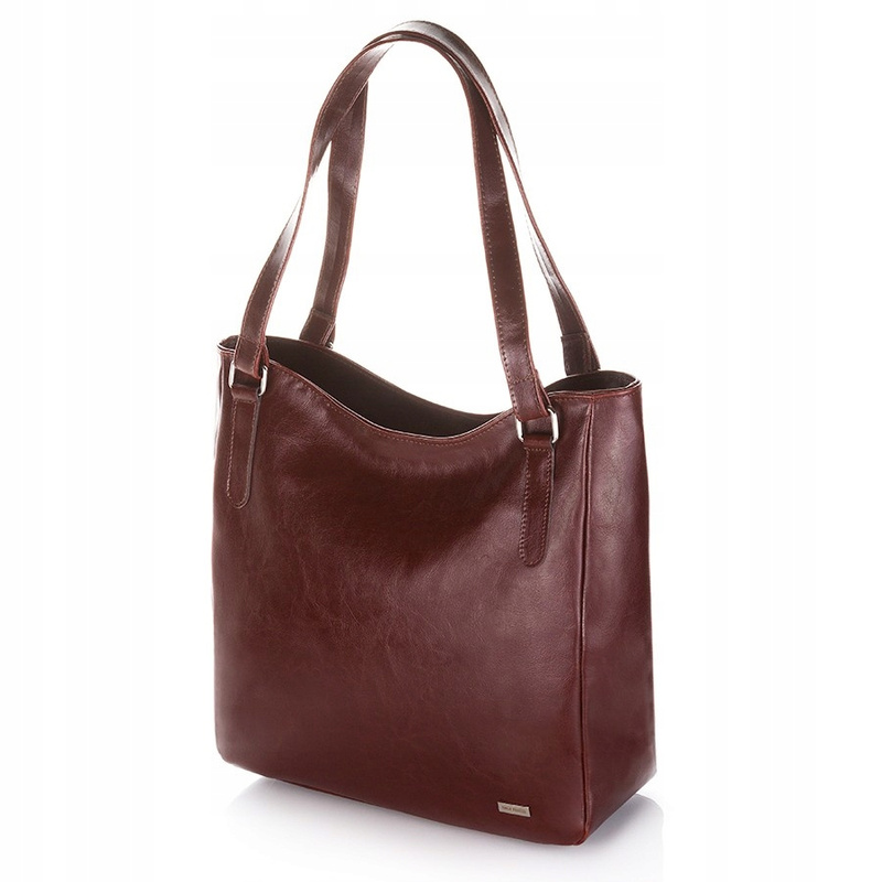 Large Elegant Women's Genuine Leather Handbag - Dark Brown, A4 Compatible, Zipper Closure, Shoulder Bag