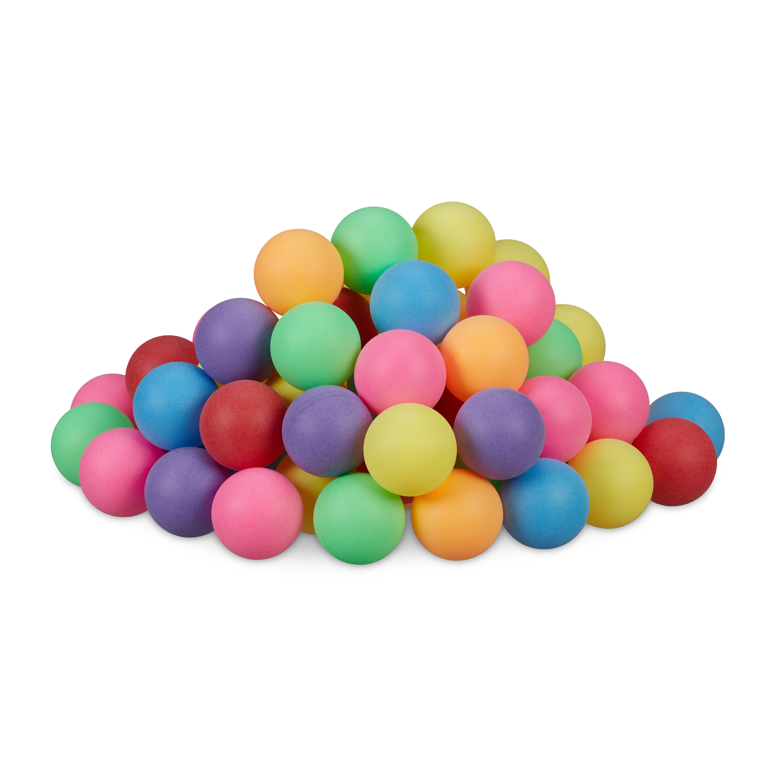TEMU Beer-Pong-Bälle neon, 100er Set, Kunststoff mit Gasfüllung, ø 4 cm, orange, gelb, blau, lila, pink, rot und grün, ohne Aufdruck, für Bier-Pong,